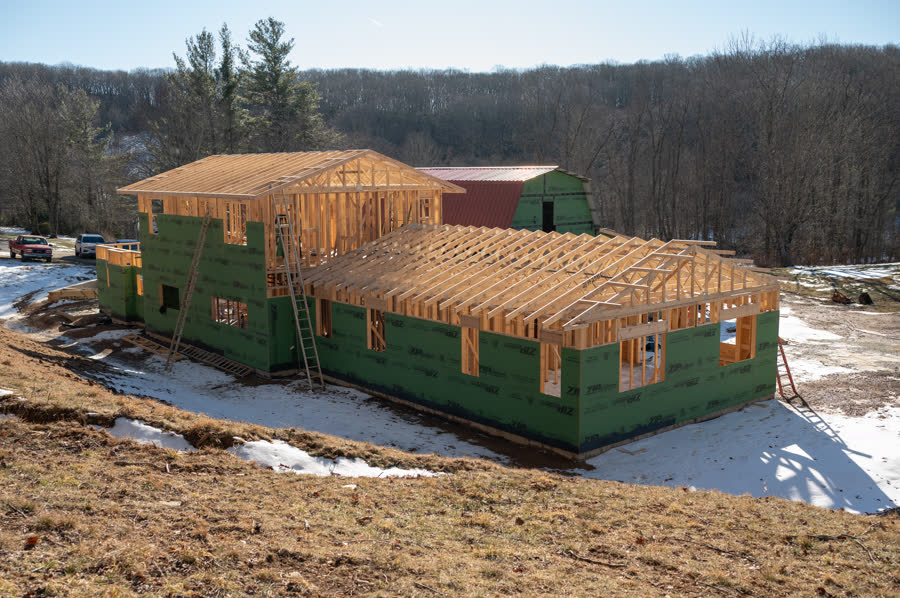 Ground-up barn and outbuilding framing built by ARCH Home Crafters